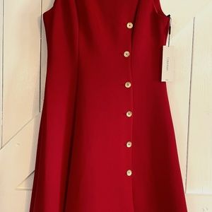 Calvin Klein Sleeveless Fit and Flare Dress with Gold Side Button Detail SZ 12